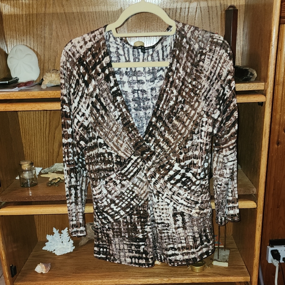 Cable & Gauge Brown and Black Patterned Blouse